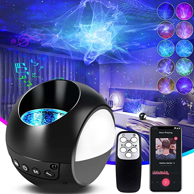 Galaxy Projector,Focasey,Star Projector, Cool 3D Aurora Projector,4 in 1 Multifunctional Star Projector Galaxy Light with Remote Control,Galaxy Projector for Bedroom(Black)
