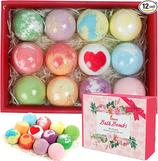 Bath Bombs for Women, 12 Bath Bomb Set Spa Gifts for Women Who Have Everything, Bathbombs Relaxation Self Care Gifts for Her