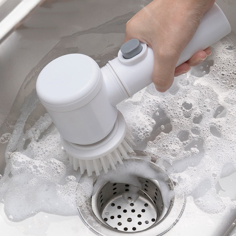 Hand-held Electric Washing Brush Kitchen Dishwasher Bathtub Scrub 5in1 Multi-purpose Brush