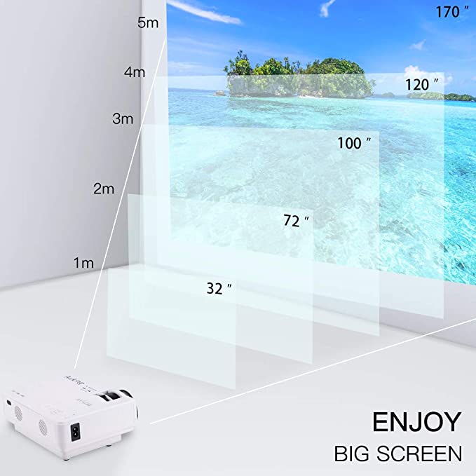 AuKing Projector, 2023 Upgraded Mini Projector, 7500 lumens Multimedia Home Theater Video Projector, Compatible with Full HD 1080P HDMI, USB, VGA, AV, Smartphone, Pad, TV Box, Laptop